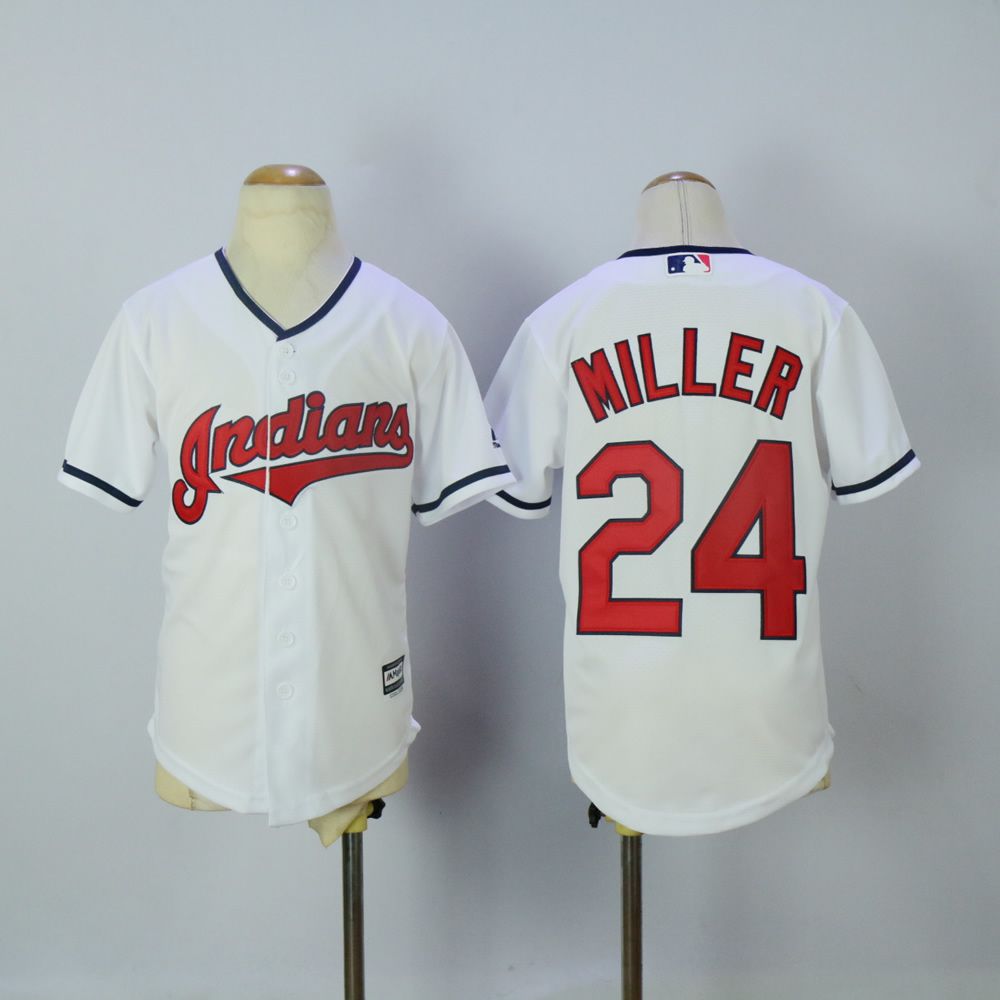 Youth Cleveland Indians 24 Miller White MLB Jerseys